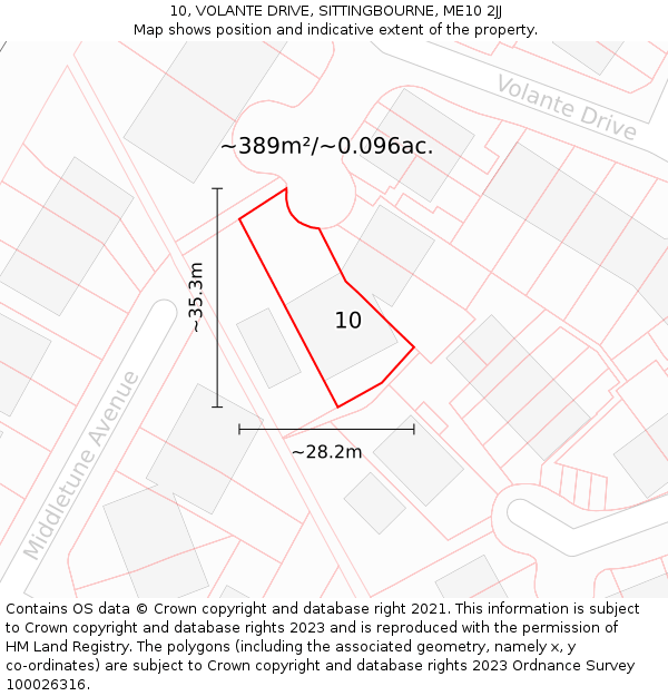 10, VOLANTE DRIVE, SITTINGBOURNE, ME10 2JJ: Plot and title map