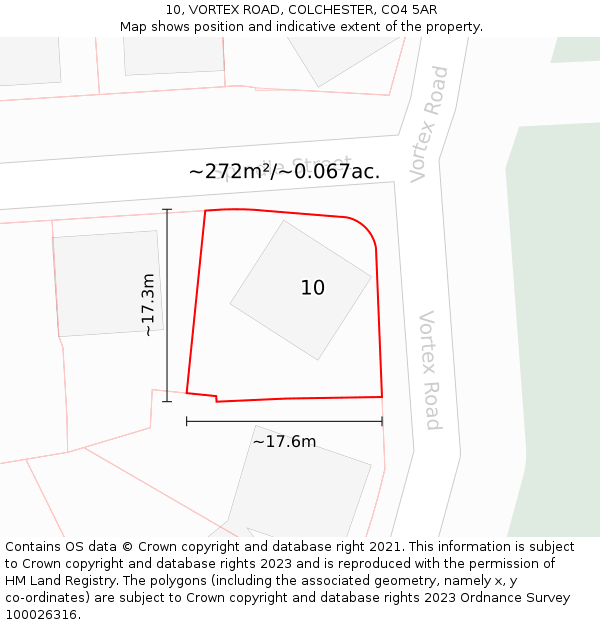 10, VORTEX ROAD, COLCHESTER, CO4 5AR: Plot and title map