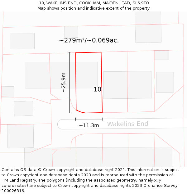 10, WAKELINS END, COOKHAM, MAIDENHEAD, SL6 9TQ: Plot and title map