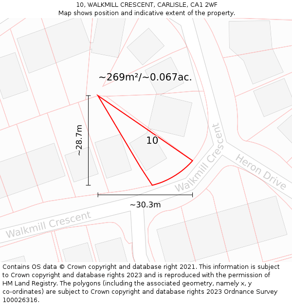 10, WALKMILL CRESCENT, CARLISLE, CA1 2WF: Plot and title map