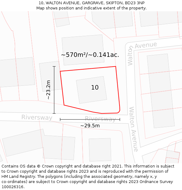 10, WALTON AVENUE, GARGRAVE, SKIPTON, BD23 3NP: Plot and title map