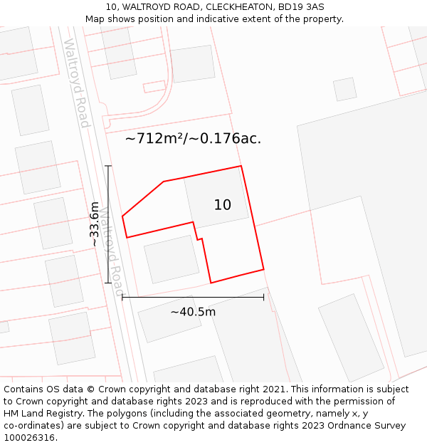 10, WALTROYD ROAD, CLECKHEATON, BD19 3AS: Plot and title map