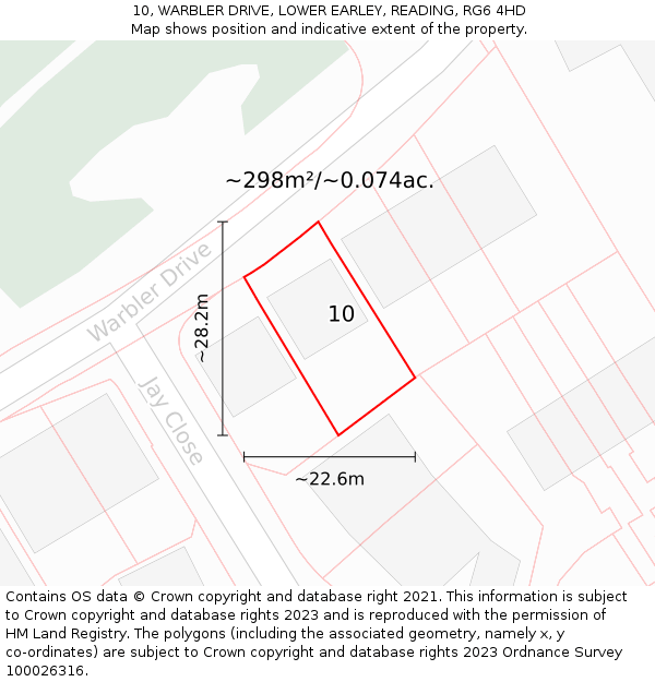 10, WARBLER DRIVE, LOWER EARLEY, READING, RG6 4HD: Plot and title map