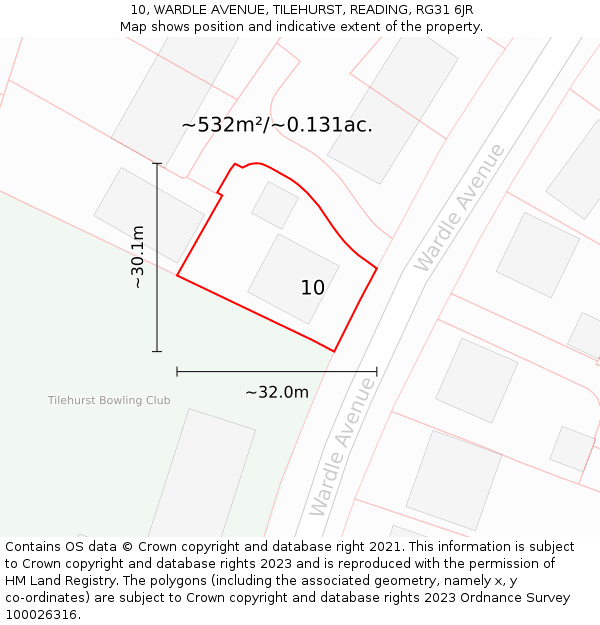 10, WARDLE AVENUE, TILEHURST, READING, RG31 6JR: Plot and title map