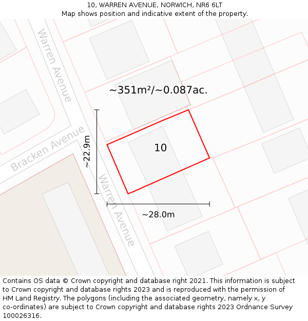 10, WARREN AVENUE, NORWICH, NR6 6LT: Plot and title map