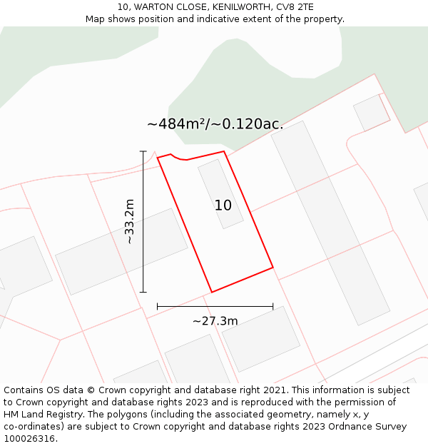 10, WARTON CLOSE, KENILWORTH, CV8 2TE: Plot and title map