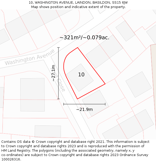 10, WASHINGTON AVENUE, LAINDON, BASILDON, SS15 6JW: Plot and title map
