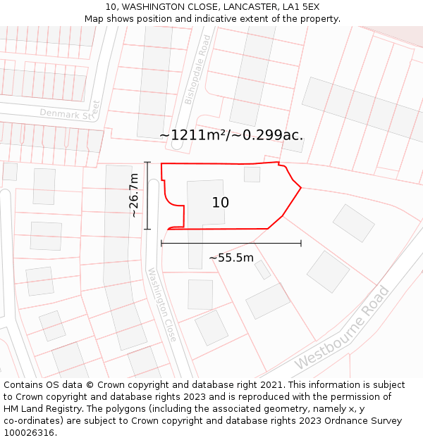 10, WASHINGTON CLOSE, LANCASTER, LA1 5EX: Plot and title map