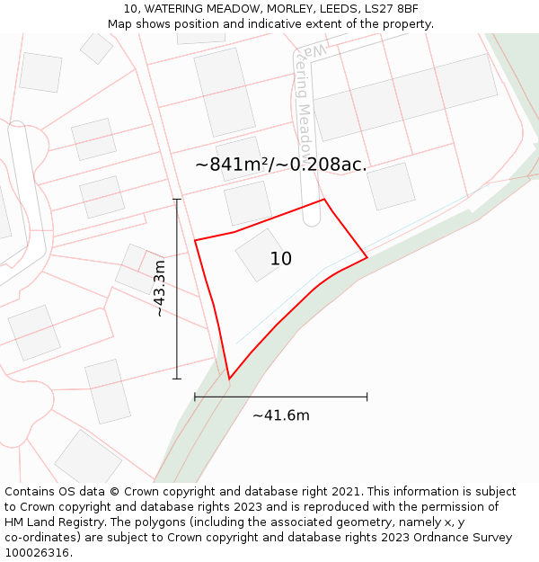 10, WATERING MEADOW, MORLEY, LEEDS, LS27 8BF: Plot and title map