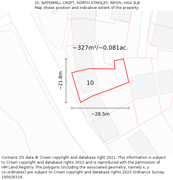 10, WATERMILL CROFT, NORTH STAINLEY, RIPON, HG4 3LB: Plot and title map