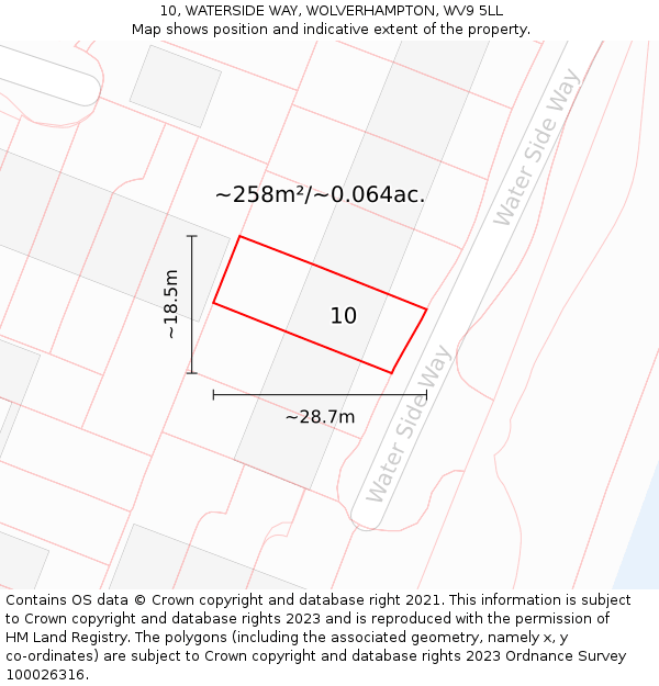 10, WATERSIDE WAY, WOLVERHAMPTON, WV9 5LL: Plot and title map