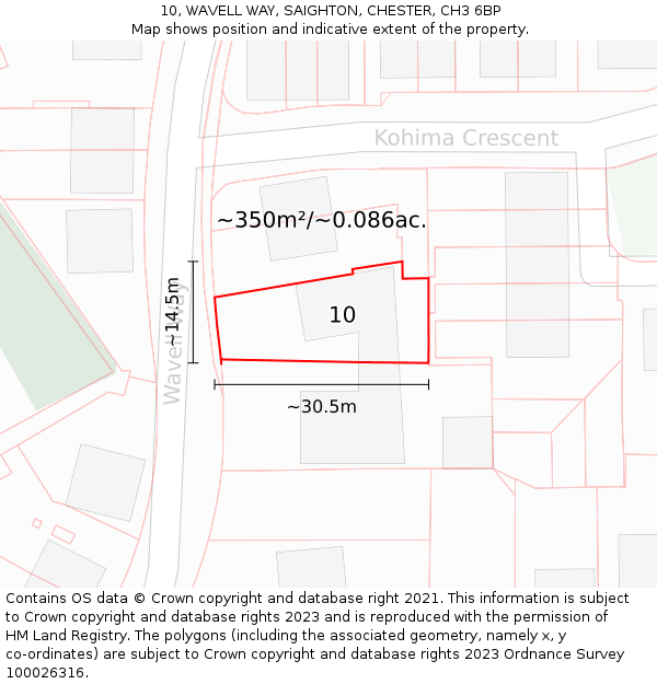 10, WAVELL WAY, SAIGHTON, CHESTER, CH3 6BP: Plot and title map