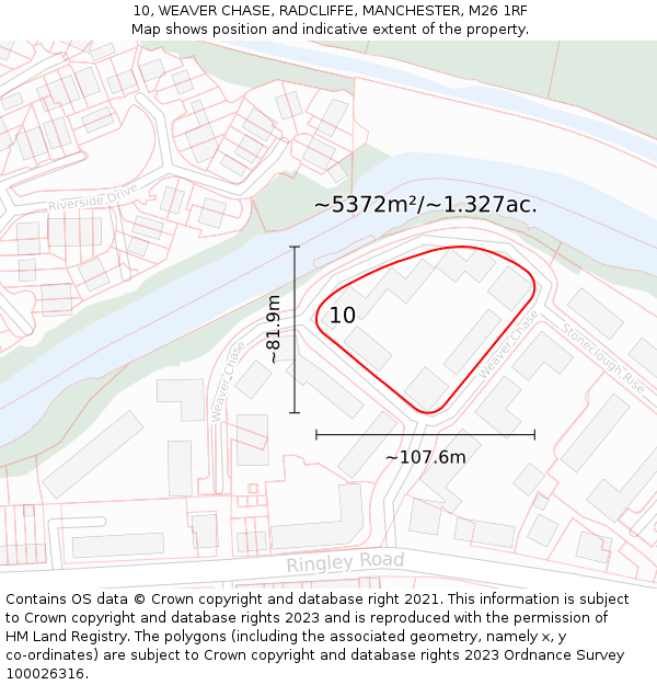 10, WEAVER CHASE, RADCLIFFE, MANCHESTER, M26 1RF: Plot and title map