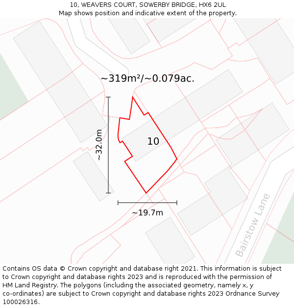 10, WEAVERS COURT, SOWERBY BRIDGE, HX6 2UL: Plot and title map