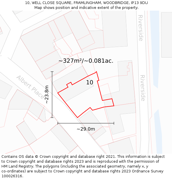10, WELL CLOSE SQUARE, FRAMLINGHAM, WOODBRIDGE, IP13 9DU: Plot and title map