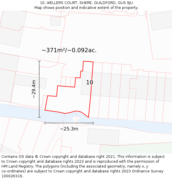 10, WELLERS COURT, SHERE, GUILDFORD, GU5 9JU: Plot and title map