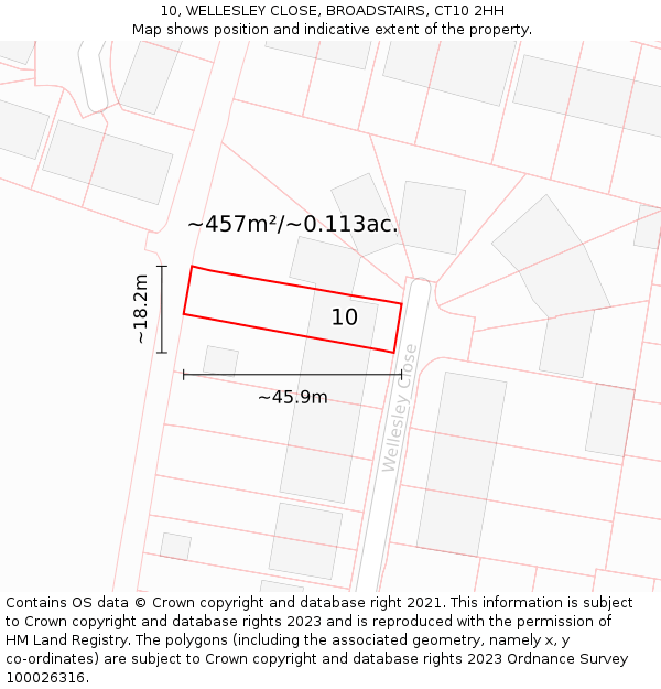 10, WELLESLEY CLOSE, BROADSTAIRS, CT10 2HH: Plot and title map