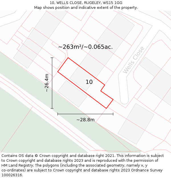 10, WELLS CLOSE, RUGELEY, WS15 1GG: Plot and title map