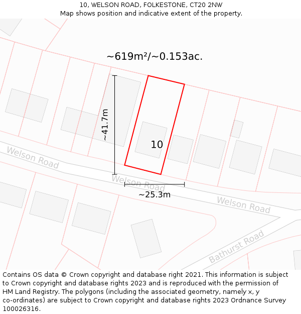 10, WELSON ROAD, FOLKESTONE, CT20 2NW: Plot and title map