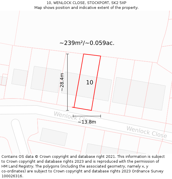 10, WENLOCK CLOSE, STOCKPORT, SK2 5XP: Plot and title map