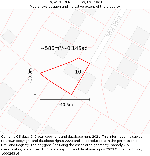 10, WEST DENE, LEEDS, LS17 8QT: Plot and title map