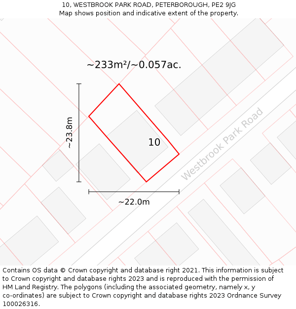 10, WESTBROOK PARK ROAD, PETERBOROUGH, PE2 9JG: Plot and title map