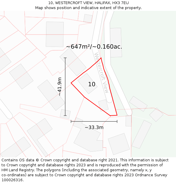 10, WESTERCROFT VIEW, HALIFAX, HX3 7EU: Plot and title map