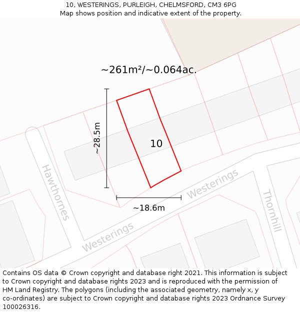 10, WESTERINGS, PURLEIGH, CHELMSFORD, CM3 6PG: Plot and title map