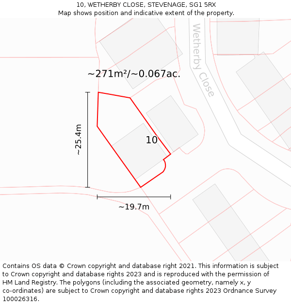 10, WETHERBY CLOSE, STEVENAGE, SG1 5RX: Plot and title map