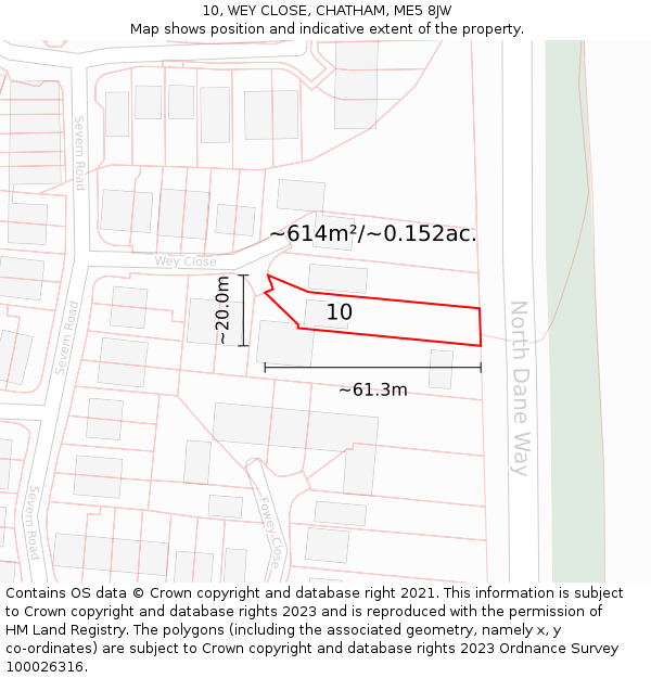 10, WEY CLOSE, CHATHAM, ME5 8JW: Plot and title map
