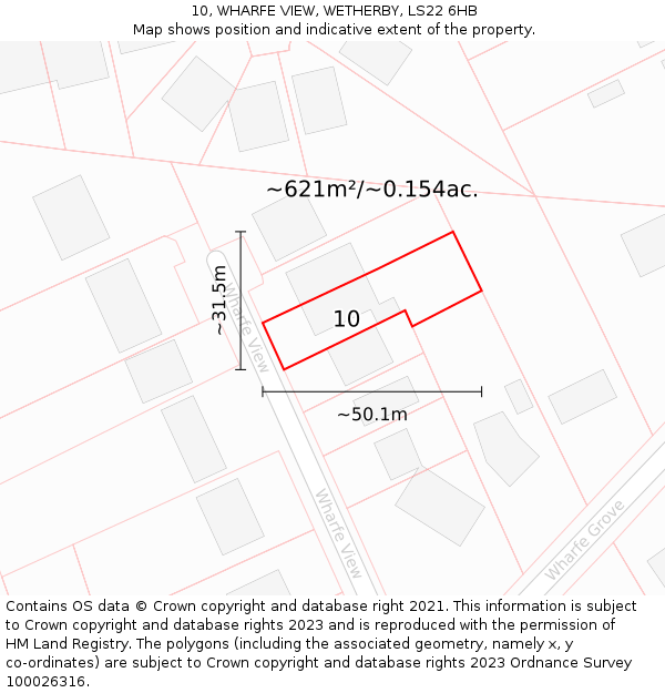 10, WHARFE VIEW, WETHERBY, LS22 6HB: Plot and title map