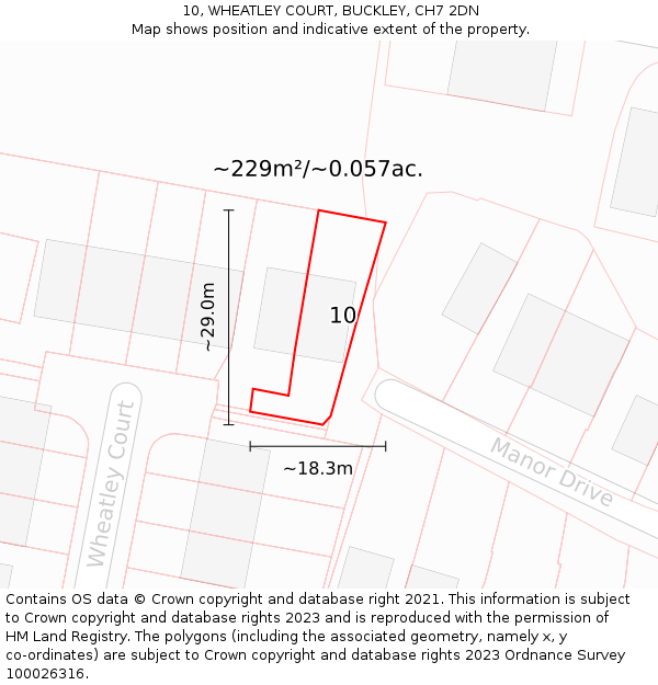 10, WHEATLEY COURT, BUCKLEY, CH7 2DN: Plot and title map