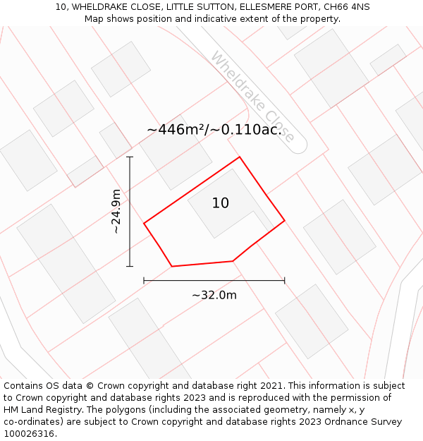 10, WHELDRAKE CLOSE, LITTLE SUTTON, ELLESMERE PORT, CH66 4NS: Plot and title map