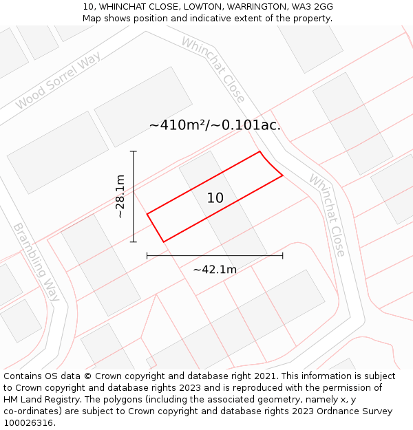 10, WHINCHAT CLOSE, LOWTON, WARRINGTON, WA3 2GG: Plot and title map
