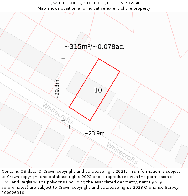 10, WHITECROFTS, STOTFOLD, HITCHIN, SG5 4EB: Plot and title map