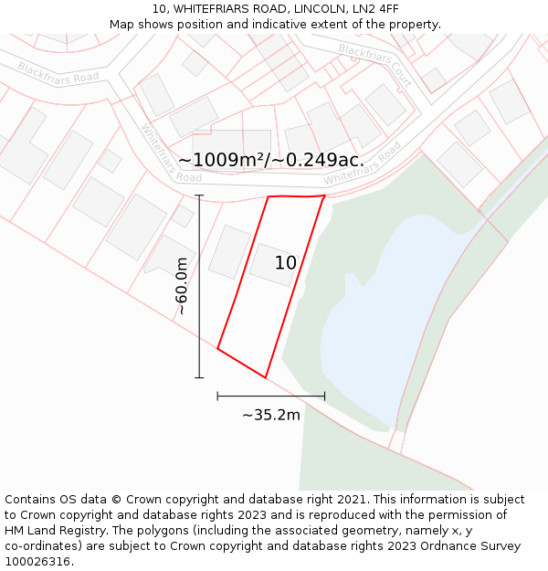 10, WHITEFRIARS ROAD, LINCOLN, LN2 4FF: Plot and title map