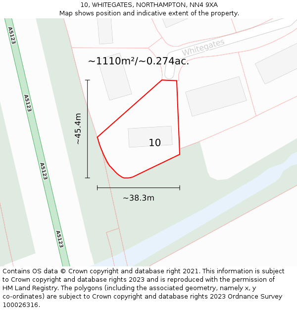 10, WHITEGATES, NORTHAMPTON, NN4 9XA: Plot and title map