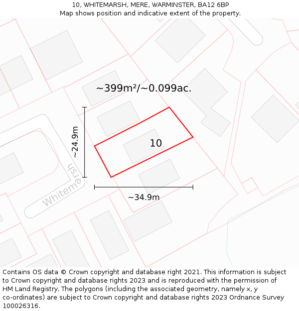 10, WHITEMARSH, MERE, WARMINSTER, BA12 6BP: Plot and title map
