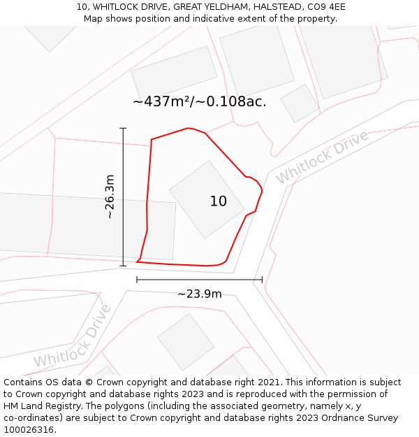 10, WHITLOCK DRIVE, GREAT YELDHAM, HALSTEAD, CO9 4EE: Plot and title map