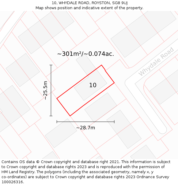 10, WHYDALE ROAD, ROYSTON, SG8 9UJ: Plot and title map