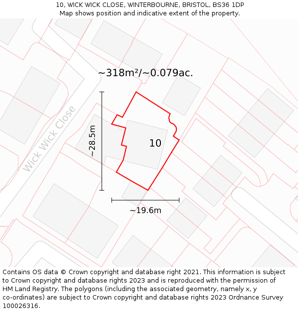 10, WICK WICK CLOSE, WINTERBOURNE, BRISTOL, BS36 1DP: Plot and title map