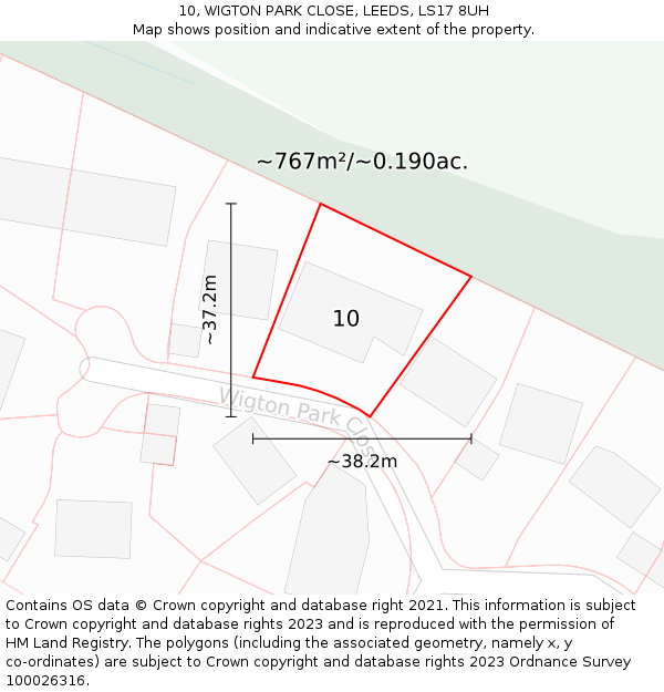 10, WIGTON PARK CLOSE, LEEDS, LS17 8UH: Plot and title map