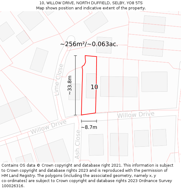 10, WILLOW DRIVE, NORTH DUFFIELD, SELBY, YO8 5TS: Plot and title map