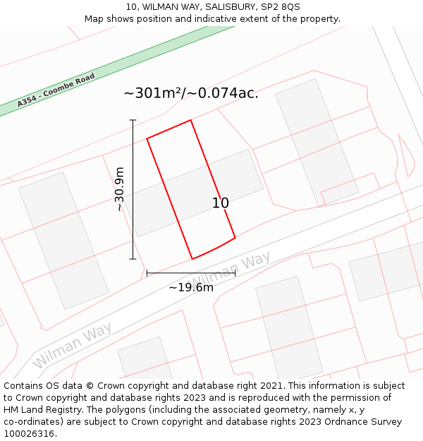 10, WILMAN WAY, SALISBURY, SP2 8QS: Plot and title map