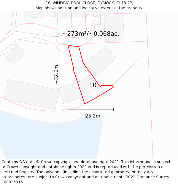 10, WINDING POOL CLOSE, DYMOCK, GL18 2BJ: Plot and title map