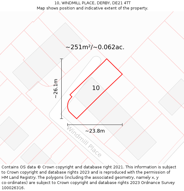10, WINDMILL PLACE, DERBY, DE21 4TT: Plot and title map