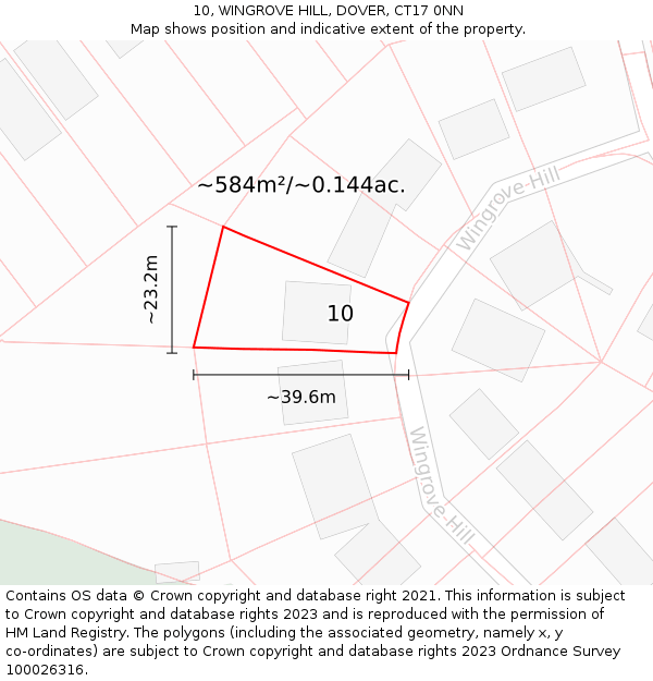 10, WINGROVE HILL, DOVER, CT17 0NN: Plot and title map