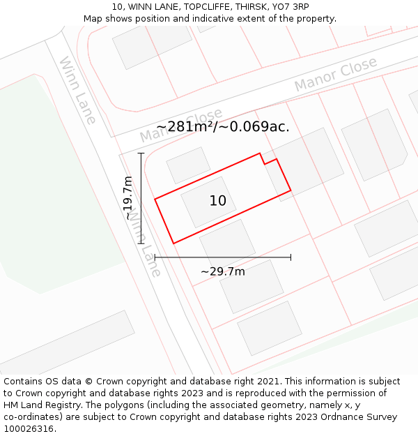 10, WINN LANE, TOPCLIFFE, THIRSK, YO7 3RP: Plot and title map