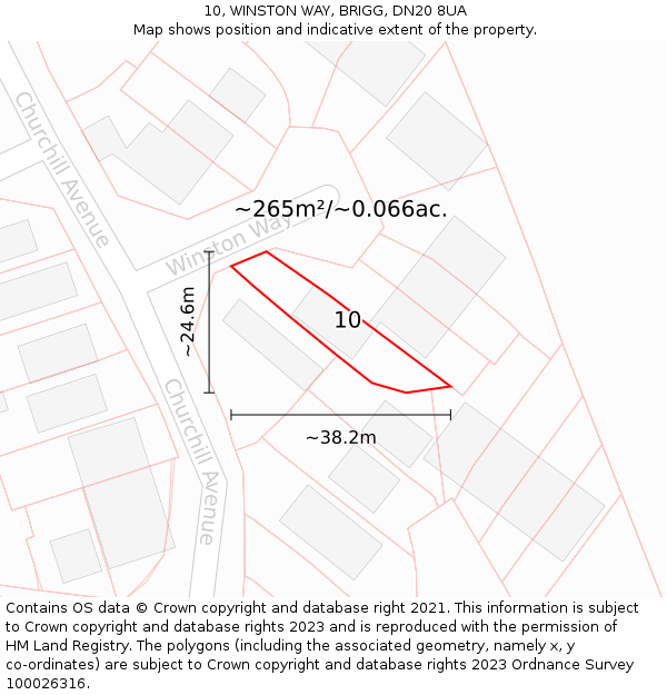 10, WINSTON WAY, BRIGG, DN20 8UA: Plot and title map