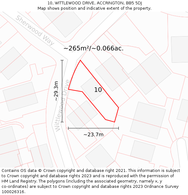 10, WITTLEWOOD DRIVE, ACCRINGTON, BB5 5DJ: Plot and title map
